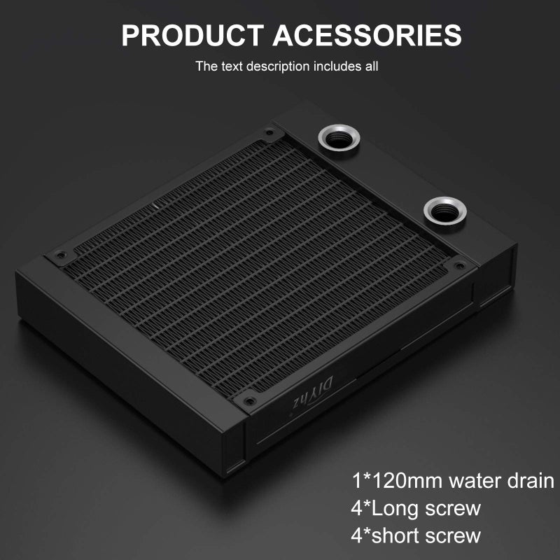 DIYhz Water Cooling Computer Radiator, 12 Pipe Aluminum Heat Exchanger Liquid Cooling Radiator G1/4 Thread Heat Row Sink 120mm for CPU PC Laser Water Cool System DC12V Black - Image 5